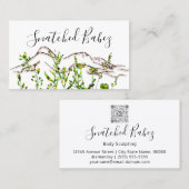 体ロゴ彫刻QRCODEバラ草フローラ 名刺 (正面/裏面)