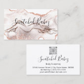 体ロゴ彫刻QRCODE大理石銅グリッター 名刺 (正面/裏面)