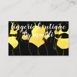 体ロゴQRCodeビキニ下着ショップ金ゴールドブラック 名刺