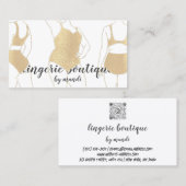 体ロゴQRCodeビキニ下着ショップ金ゴールドホワイト 名刺 (正面/裏面)