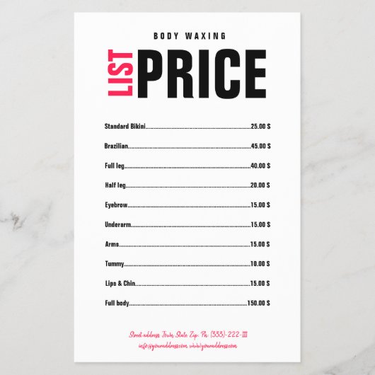 体ワシンワックスブティックはっきりしたブラックピンクレタリング チラシ (正面)