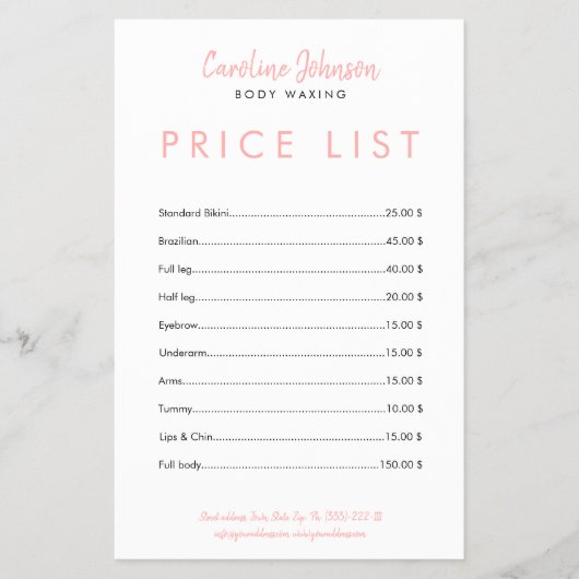 体ワシンワックスブティックフミニマルライヤー チラシ (正面)