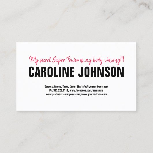 体ワックスはっきりしたブラックピンクレタリング 名刺 (裏面)