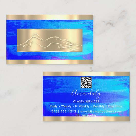 体切断スパコードロゴ王室のブルーストローク 名刺 (正面/裏面)