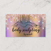 体切断美しいロゴグリッタードリップホログラフ 名刺 (正面)