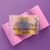 体切断美しいロゴグリッタードリップホログラフ 名刺