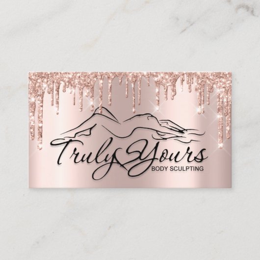 体切断美しいロゴグリッターバラ1 名刺 (正面)