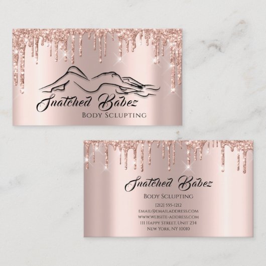 体切断美しいロゴグリッターマッサージドリップ 名刺 (正面/裏面)