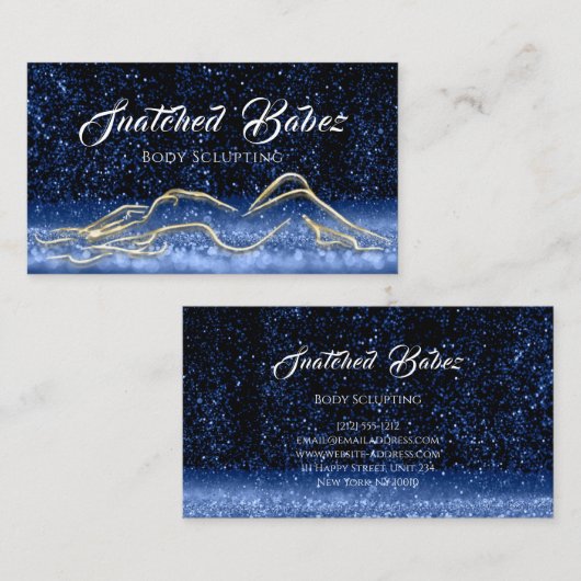 体切断美しい金ゴールドロゴグリッターマッサージ 名刺 (正面/裏面)