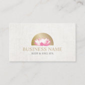 体及び精神のスパのはすの花の金ゴールドの日曜日のヨガ 名刺 (正面)