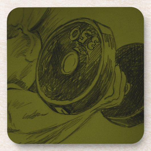 体建物フィットネス鉛筆画 コースター (正面)