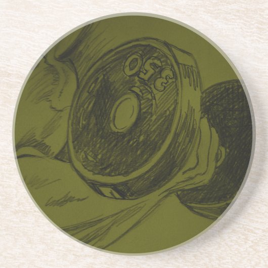 体建物フィットネス鉛筆画 コースター (正面)