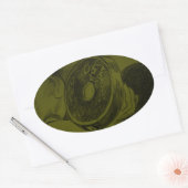 体建物フィットネス鉛筆画 楕円形シール (封筒)