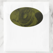 体建物フィットネス鉛筆画 楕円形シール (バッグ)