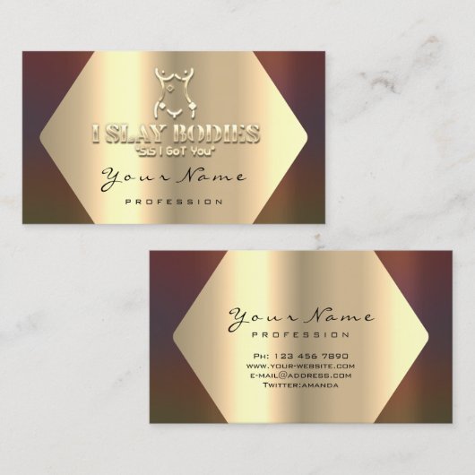 体建物整形フィットネス彫刻スパ金ゴールド 名刺 (正面/裏面)