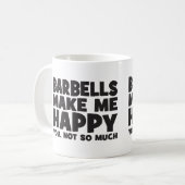 "体建物"ユーモア – Barbells Make Me Happy コーヒーマグカップ (正面左)