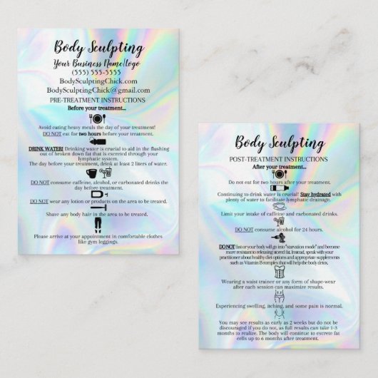 体彫刻プリ/ポストトリートメントホログラフィックフェイク 名刺 (正面/裏面)