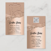 体彫刻ロゴ金ゴールドQRバラグリッターワックススパ 名刺 (正面/裏面)