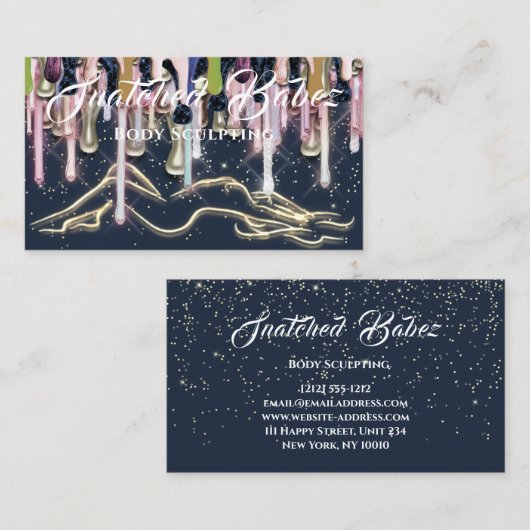 体彫刻美しいカスタムロゴマッサージドリップNavy 名刺 (正面/裏面)