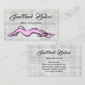 体彫刻美しいロゴマッサージシルバーピンク 名刺 (正面/裏面)