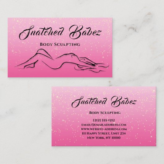 体彫刻美しいロゴマッサージスパピンク 名刺 (正面/裏面)