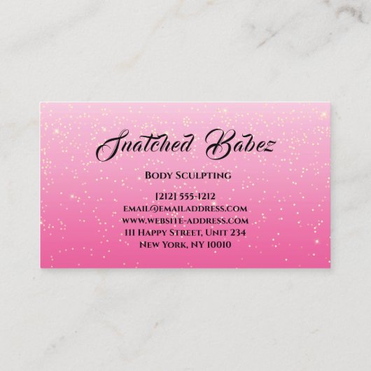 体彫刻美しいロゴマッサージスパピンク 名刺 (裏面)