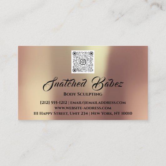 体彫刻美しいロゴマッサージQEコード銅 名刺 (裏面)