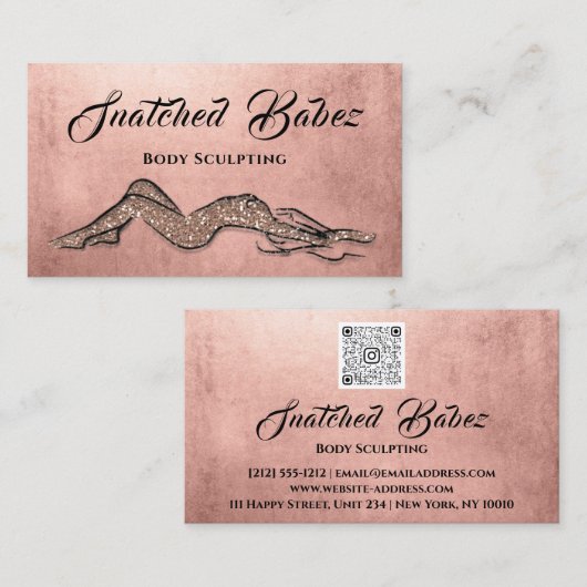 体彫刻美しいロゴマッサージQRコードグリッター 名刺 (正面/裏面)