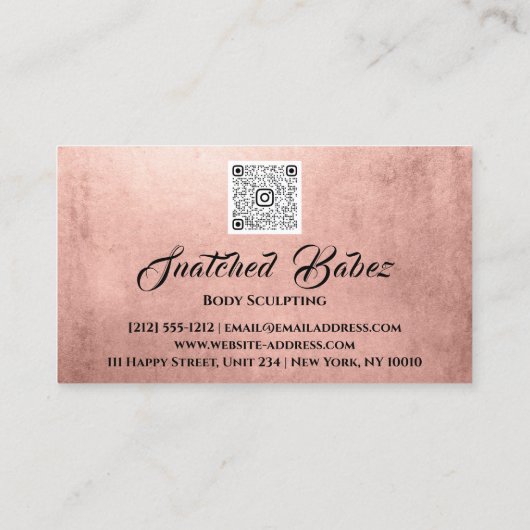 体彫刻美しいロゴマッサージQRコードグリッター 名刺 (裏面)