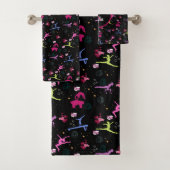 体操おもしろいプリントモノグラムの3ピース バスタオルセット (インサイチュ)