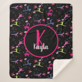 体操おもしろいプリント モノグラムの シェルパブランケット (正面)