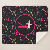 体操おもしろいプリント モノグラムの シェルパブランケット (正面(横))