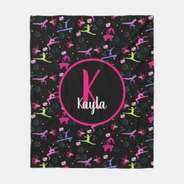 体操おもしろいプリント モノグラムの フリースブランケット