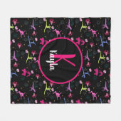 体操おもしろいプリント モノグラムの フリースブランケット (正面(横))