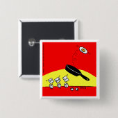 体操おもしろい卵Bright Red Cartoonボタン 缶バッジ (正面&裏面)