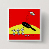 体操おもしろい卵Bright Red Cartoonボタン 缶バッジ (正面)