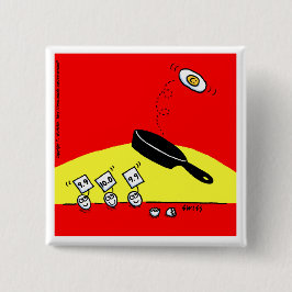 体操おもしろい卵Bright Red Cartoonボタン 缶バッジ