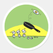 体操おもしろい漫画をする卵を見る卵 ラウンドシール (正面)