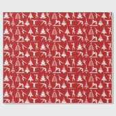 体操およびクリスマスツリー ラッピングペーパー (フラット)