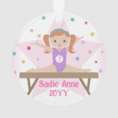 体操かわいい体操中赤毛カスタムギフト オーナメント (裏面)