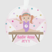 体操かわいい体操中赤毛カスタムギフト オーナメント (正面)