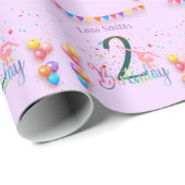 体操かわいい子供の誕生日パーティーカラフルカード ラッピングペーパー (ロールコーナー)