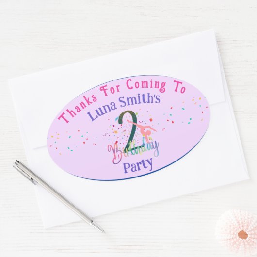 体操かわいい子供の誕生日パーティーカラフルカード 楕円形シール (封筒)