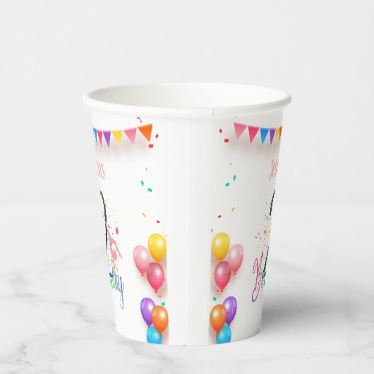 体操かわいい子供の誕生日パーティーカラフルカード 紙コップ (右)