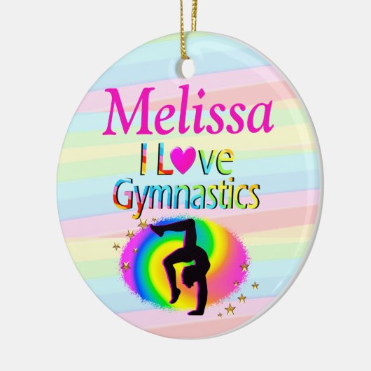 体操かわいらしオーナメントがパーソナライズされた大好き セラミックオーナメント (左)