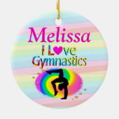 体操かわいらしオーナメントがパーソナライズされた大好き セラミックオーナメント (裏面)