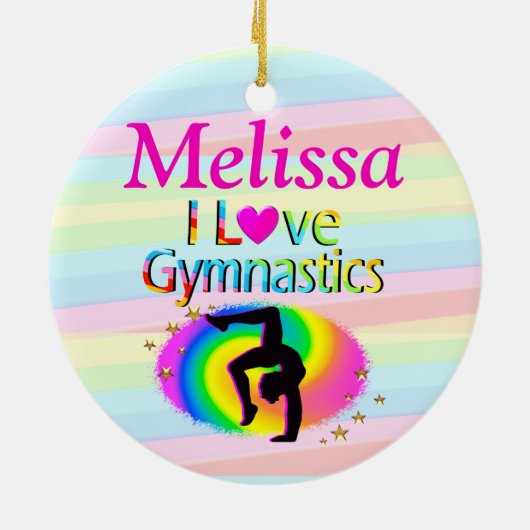 体操かわいらしオーナメントがパーソナライズされた大好き セラミックオーナメント (裏面)