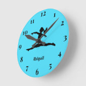 体操かわいらしシルエットターコイズ ラウンド壁時計 (傾斜)
