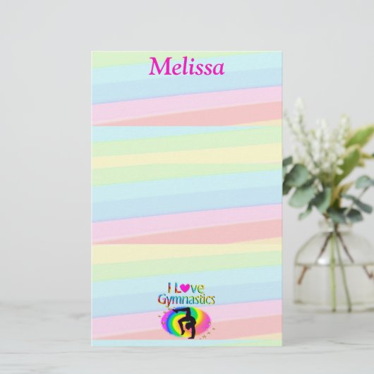 体操かわいらしパーソナライズされたの文房具が好きだ 便箋 (スタンド正面)