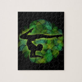 体操かヨガをしている人のシルエット ジグソーパズル